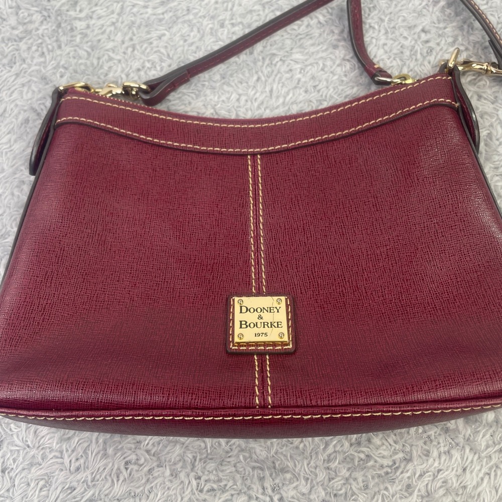 Dooney & Bourke Crossbody Bag Womens Small Burgundy Saffiano Leather Bag - Picture 2 of 8